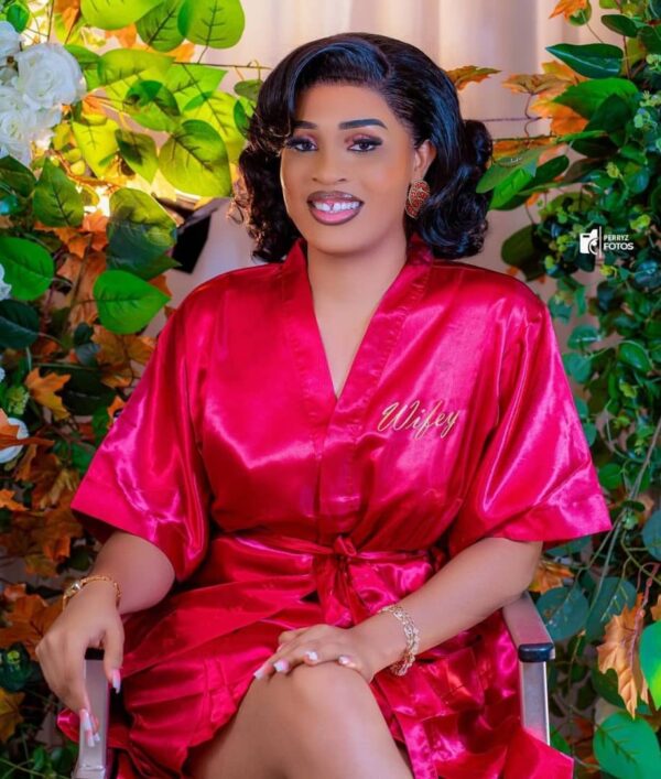 bride silk robe with inner