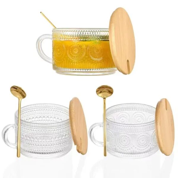 glass cup/wooden cover/spoon